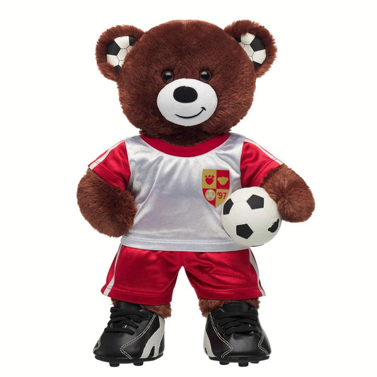 Let's Goal Bear Red Soccer Uniform Gift Set | Build-A-Bear - US 5198