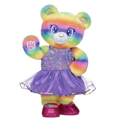 Rainbow Stripes Teddy Bear Leopard Print | Build-A-Bear - US 8942